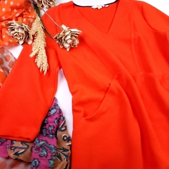 BODEN Orange Cream Thick Knit Pocketed Dress Sz 12R - Picture 12 of 13